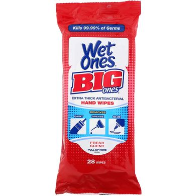 Екстратовсті антибактеріальні серветки для рук, свіжий аромат, Wet Ones, 28 серветок