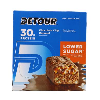 Батончики з сироваткового білка Detour (Whey Protein Bar) 12 батончиків зі смаком шоколаду і карамелі