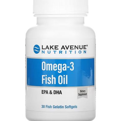 Омега-3 риб'ячий жир Lake Avenue Nutrition (Omega-3 Fish Oil) 1250 мг 30 капсул
