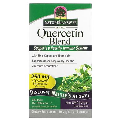 Кверцетин, 250 мг, Quercetin Blend, Nature's Answer, 60 вегетаріанських капсул