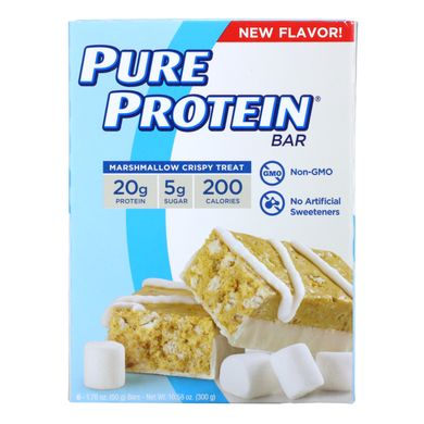 Pure Protein, Протеїнові батончики, хрумкі ласощі з зефіру, 6 батончиків, 1,76 унції (50 г) кожен