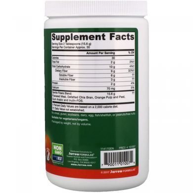 Розчинна і нерозчинна клітковина, Gentle Fibers, Promotes Bowel Regularity, Jarrow Formulas, 468 г