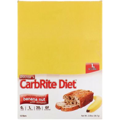 Дієтичні батончики шоколад банан горіх Universal Nutrition (CarbRite Diet Bars) 12 шт. по 56.7 г