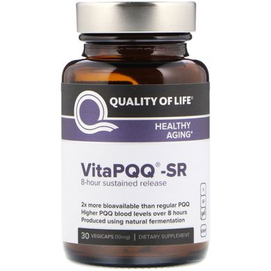 VitaPQQ -SR, харчова добавка з пірролохінолінхіноном сповільненого вивільнення, Quality of Life Labs, 30 капсул в рослинній оболонці