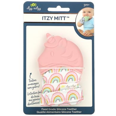 Itzy Ritzy, Itzy Mitt, харчовий силіконовий прорізувач, від 3 місяців, світло-рожевий єдиноріг, 1 прорізувач
