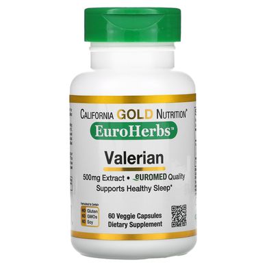 Валеріана California Gold Nutrition (Valerian) 500 мг 60 капсул