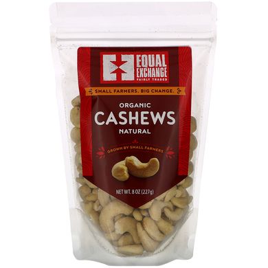 Органічні натуральні кешью, Organic Natural Cashews, Equal Exchange, 227 г