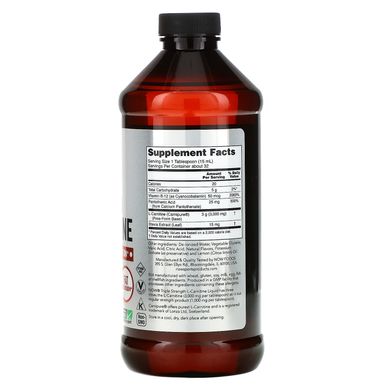 Карнітин рідкий цитрусовий Now Foods (L-Сarnitine) 3000 мг 473 мл
