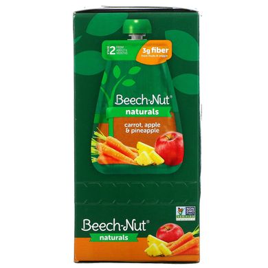 Beech-Nut, Naturals, Stage 2, морква, яблуко та ананас, 6 пакетиків по 3,5 унції (99 г) кожен