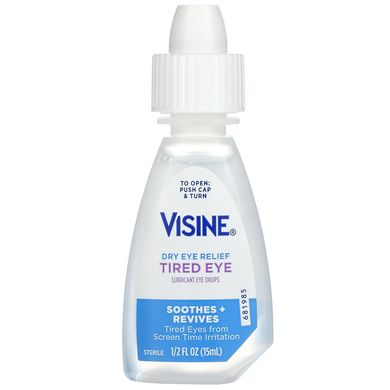 Стерильне засіб для покращення стану втомлених і сухих очей, Visine, 0,5 рід унц (15 мл)