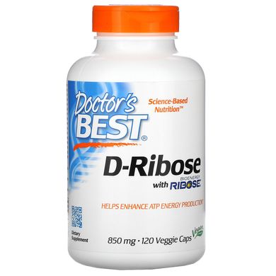 D-рибоза, D-Ribose with Bioenergy Ribose, Doctor's Best, 850 мг, 120 рослинних капсул