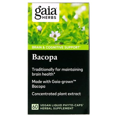Бакопа, Bacopa, Gaia Herbs, Method, 60 веганських рідких фіто-капсул
