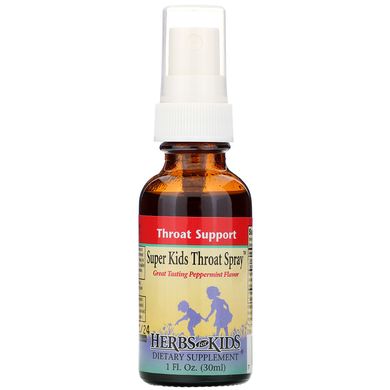 Herbs for Kids, Super Kids Throat Spray, Peppermint, 1 fl oz (30 ml)