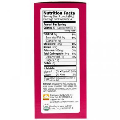 Детское пюре из яблок свеклы клубники киви Happy Family Organics (Inc. Happy Baby Twist) 4 шт. по 90 г купить в Киеве и Украине