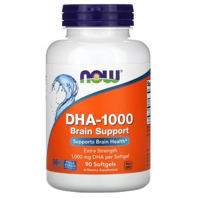 ДГА для покращення роботи мозку Now Foods (DHA-1000) 1000 мг 90 м'яких таблеток