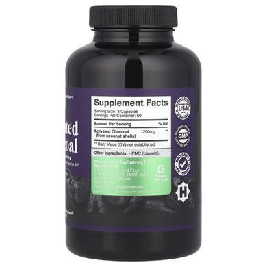 Nature's Craft, Activated Charcoal, 180 Veggie Capsule (400 mg per Capsule) купить в Киеве и Украине