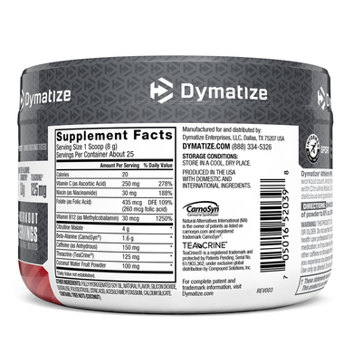 Передтренувальний комплекс, фруктовий пунш, Dymatize Nutrition, 200 г