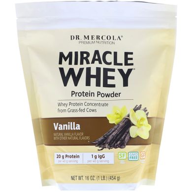 Преміум добавки, чудовий сироватковий протеїн в порошку з ванільним смаком, Dr Mercola, 454 г