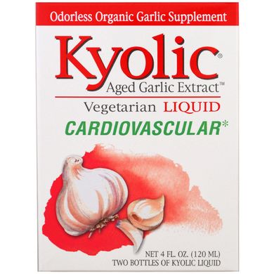 Витриманий екстракт часнику, для серцево-судинної системи, рідкий, Kyolic, 2 пляшечки по 2 рідких унції (60 мл)