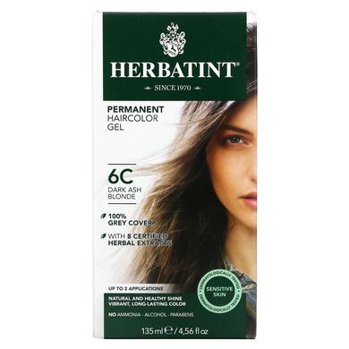 Фарба для волосся, Haircolor Gel, Herbatint, 6С, темна зола, 135 мл