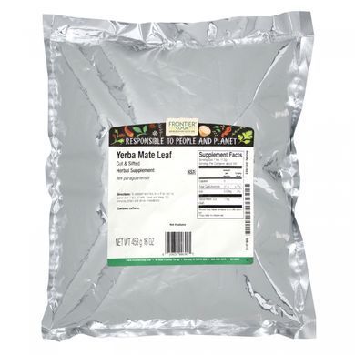 Листя падуба парагвайського нарізані і просіяні Frontier Natural Products 453 г