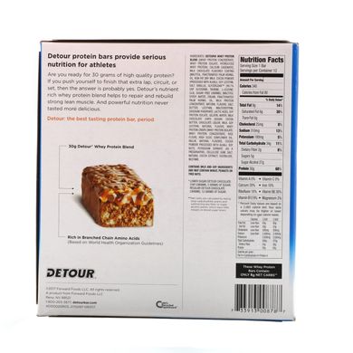 Батончики з сироваткового білка Detour (Whey Protein Bar) 12 батончиків зі смаком шоколаду і карамелі