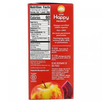 Детское пюре из яблок свеклы клубники киви Happy Family Organics (Inc. Happy Baby Twist) 4 шт. по 90 г купить в Киеве и Украине