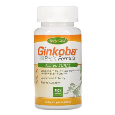 Ginkoba, фломула для мозку, BodyGold, 90 таблеток