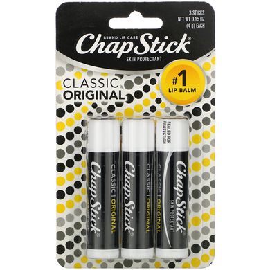 Засіб для догляду за губами класична колекція Chapstick (Lip Care Skin Protectant Classic Collection) 3 тюбики по 4 г