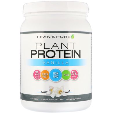 Рослинний білок, ваніль, Plant Protein, Vanilla, Lean,Pure, 534 г