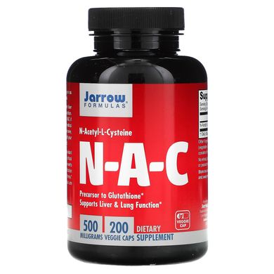NAC, N-Ацетил-L-Цистеин, Jarrow Formulas, 500 мг, 200 вегетаріанських капсул