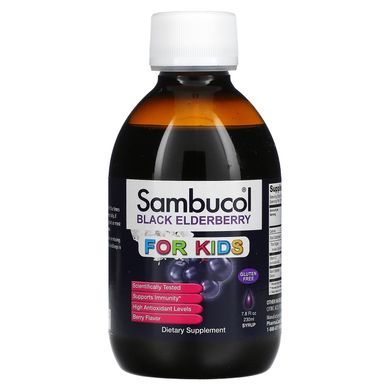 Детский сироп из черной бузины для иммунитета Sambucol (Black Elderberry Syrup, For Kids, Berry Flavor ) 230 мл купить в Киеве и Украине
