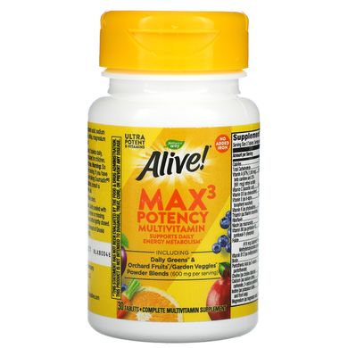 Alive, Max3 Daily, мультивітаміни, без додавання заліза, Nature's Way, 30 таблеток