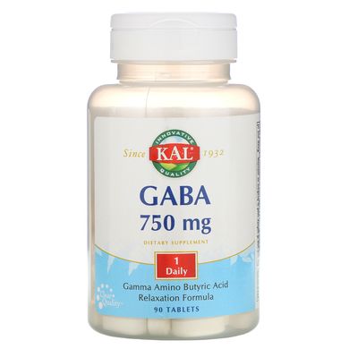ГАМК (гама-аміномасляна кислота), GABA, KAL, 750 мг, 90 таблеток