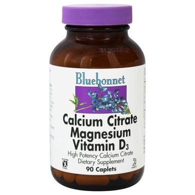 Цитрат кальцію, магній + вітамін Д3 Bluebonnet Nutrition (Calcium Citrate Magnesium Plus Vitamin D3) 90 капсул