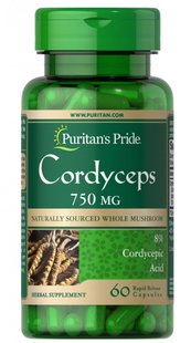 Кордицепс Гриб, Cordyceps Mushroom, Puritan's Pride, 750 мг, 60 капсул купить в Киеве и Украине