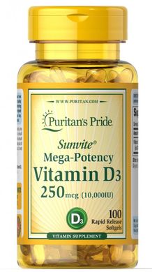 Вітамін Д3 Puritan's Pride (Vitamin D3) 10000 МО 100 капсул