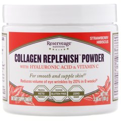 Колаген з гіалуроновою кислотою і вітаміном C ReserveAge Nutrition (Collagen Replenish Powder) 101 г зі смаком полуничний гібіскус