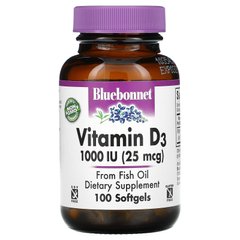 Витамин D3, Bluebonnet Nutrition, 1000 МЕ, 100 желатиновых капсул купить в Киеве и Украине