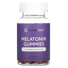 Жувальні таблетки з мелатоніном, натуральний полуничний ароматизатор, GummYum !, 5 мг, 60 таблеток