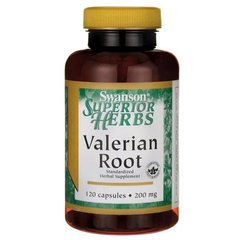 Корінь Валеріана, Valerian Root (Standardized), Swanson, 200 мг, 120 капсул