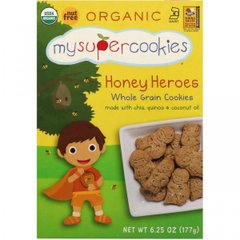 Цільнозернове печиво, медові герої, MySuperCookies, 6,25 унц (177 г)