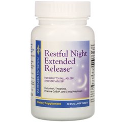 Снодійне, Restful Night Extended Release, Dr. Whitaker, 30 двошарові таблетки