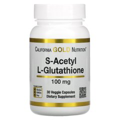 Ацетил-Л-глутатион California Gold Nutrition (S-Acetyl L-Glutathione) 100 мг 30 растительных капсул купить в Киеве и Украине