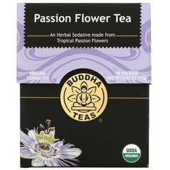 Buddha Teas, Органічний трав'яний чай, квітка пристрасті, 18 чайних пакетиків, 0,95 унції (27 г)