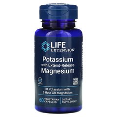 Калій з магнієм, Potassium with Extend-Release Magnesium, Life Extension, 60 вегетаріанських капсул