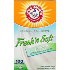 Fresh ’N Soft, салфетки для смягчения ткани, без запаха, Arm & Hammer, 100 салфеток купить в Киеве и Украине