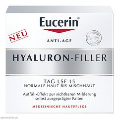 Зволожуючий крем з антивіковим ефектом SPF 15, Anti-Age, Hyaluron Filler Day Care SPF 15, Eucerin, 50 мл