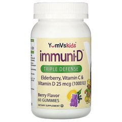 Дитячі мультивітаміни з бузиною, вітаміном C і D, Sambucus Elderberry with Vitamin C & D (Immuni-D), YumV's, 60 жувальних таблеток