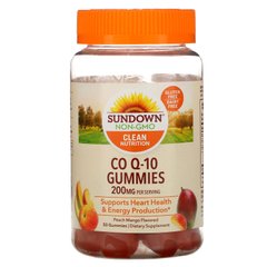 Коєнзим Q10 Sundown Naturals (Co Q10 Gummies) 200 мг 50 жувальних таблеток зі смаком персика і манго